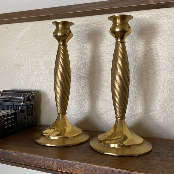 Lexington Solid Brass Taper Candlesticks - Pair - Picture 1 of 9